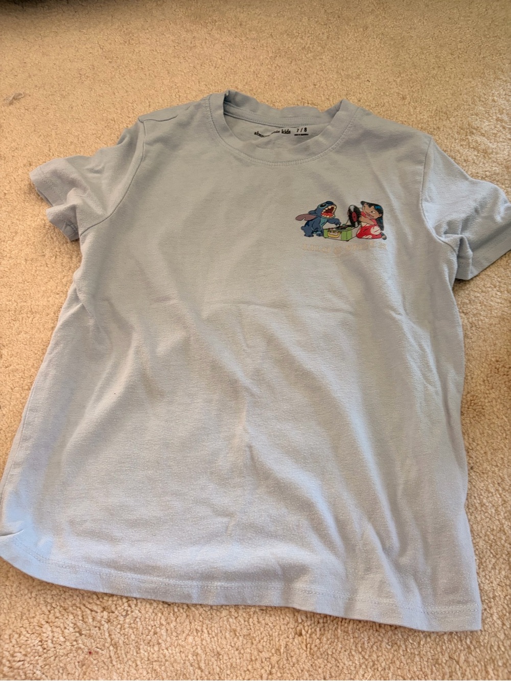 abercrombie kids Light Blue Lilo & Stitch Chest Graphic Tee